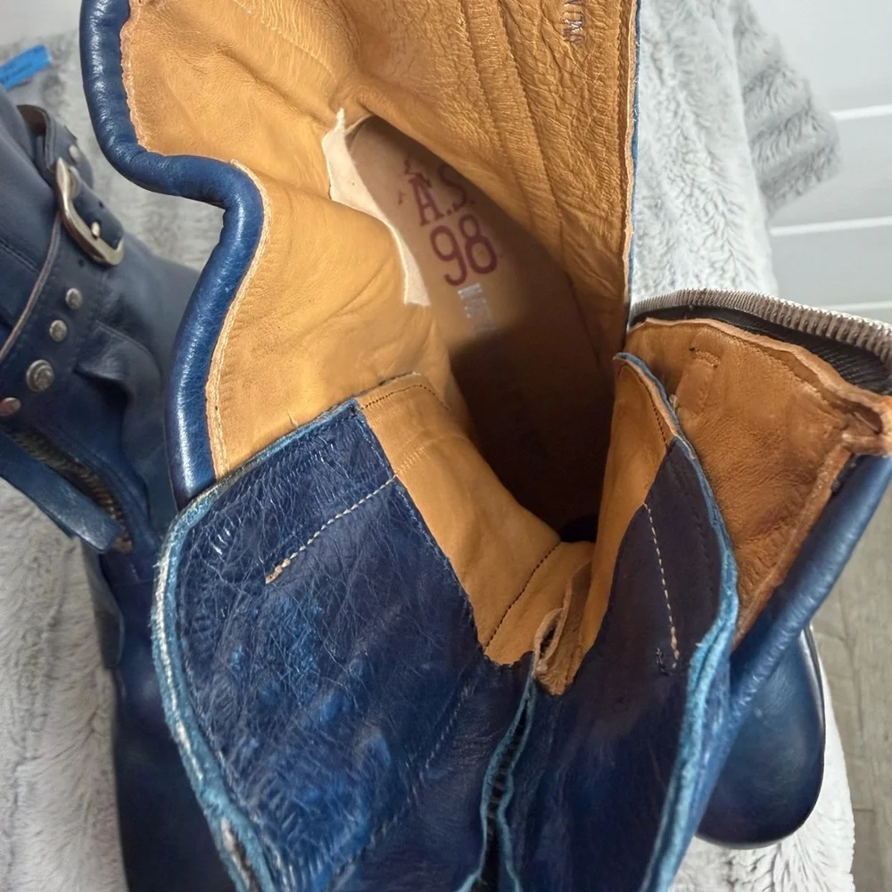 A.S.98 - B52213 - OCEANIC Blue Zipper Boots Italian Leather size 41 (9.5-10) - Picture 10 of 13